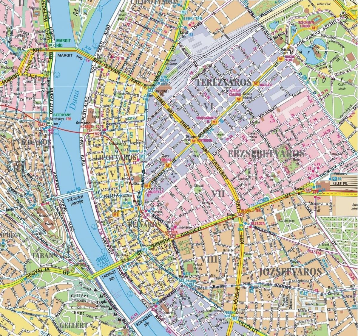 karta över stadsdelar i budapest