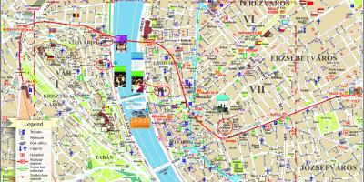 Budapest city karta med sevärdheter